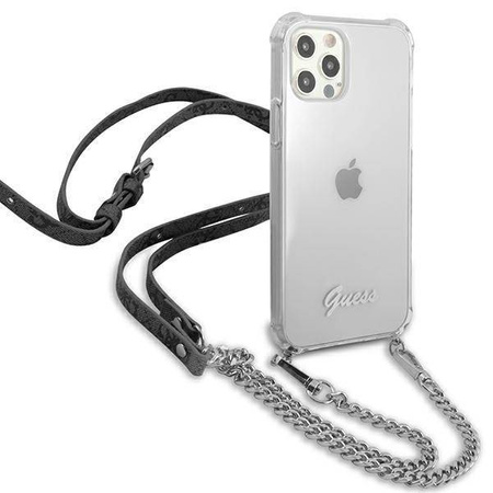 Guess GUHCP12MKC4GSSI iPhone 12/12 Pro 6,1" Transparent hardcase 4G Silver Chain