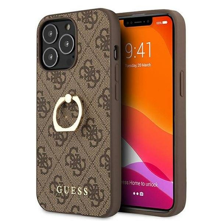 Guess GUHCP13X4GMRBR iPhone 13 Pro Max 6,7" brązowy/brown hardcase 4G with ring stand