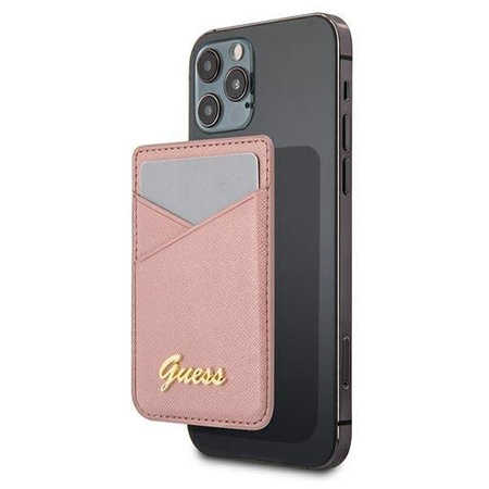 Guess Wallet Card Slot GUWMSSASLPI MagSafe Saffiano różowy/pink