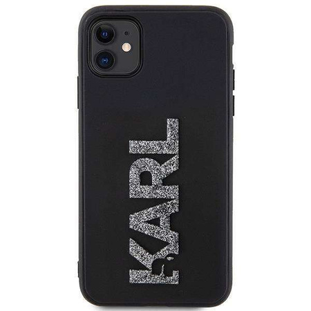 Original Handyhülle IPHONE 11 Karl Lagerfeld Hardcase 3D Rubber Glitter Logo (KLHCN613DMBKCK) schwarz