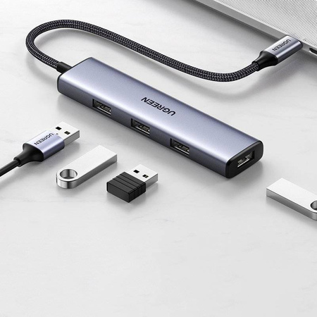 Ugreen rozdzielacz HUB USB Typ C - 4x USB 3.2 Gen 1 srebrny (CM473 20841)