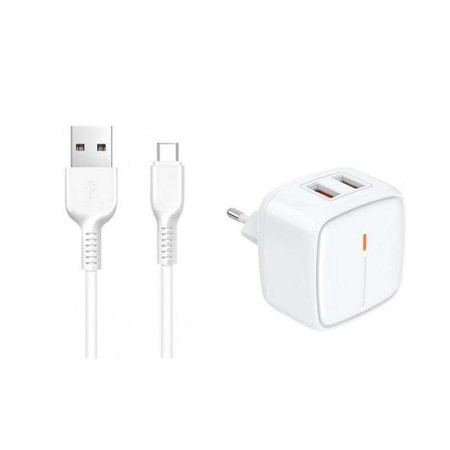 Wall Charger 2.4A 2x USB + Cable USB - Micro USB Jellico C2 white