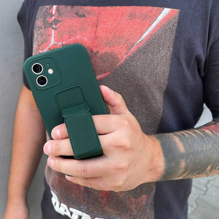 Wozinsky Kickstand Case elastyczne silikonowe etui z podstawką iPhone 12 Pro czarny