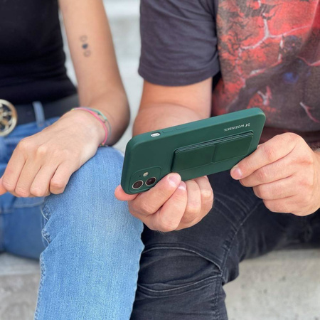 Wozinsky Kickstand Case elastyczne silikonowe etui z podstawką iPhone 12 Pro czarny