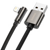 Baseus Legend kątowy nylonowy kabel przewód USB - Lightning dla graczy 2,4A 1m czarny (CALCS-01)