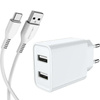 Wall Charger 2.4A 2x USB + Cable USB - USB-C Jellico C6 white