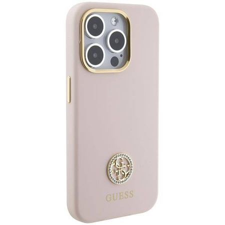 Guess nakładka do iPhone 15 Pro 6,1&quot; GUHCP15LM4DGPP różowa HC SILICONE LOGO STRASS 4G