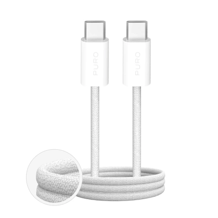 Puro Fabrik 4 100W geflochtenes USB-C - USB-C 1m Kabel - weiß
