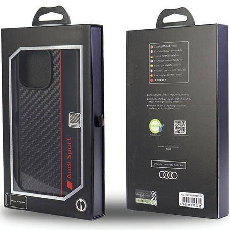 Audi Carbon Fiber Stripe iPhone 14 Pro Max 6,7" schwarz/schwarz Hardcase AUS-TPUPCIP14PM-R8/D1-BK