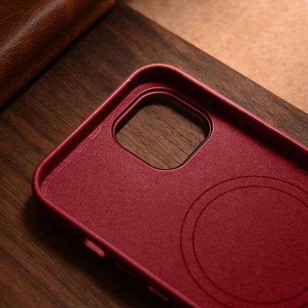 iCarer Case Leather genuine leather case for iPhone 14 Plus rot () (MagSafe compatible)