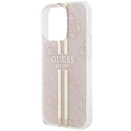 Oryginalne Etui GUESS Hardcase GUHCP15LH4PSEGP do iPhone 15 Pro (4G Gold Stripe / różowy)
