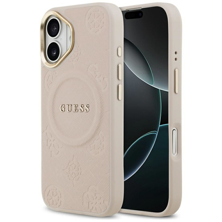 GUESS futerał do IPHONE 17 kompatybilny z MagSafe GUHMP17SPSAMSECP (PU W/ Peony Hot Stamp) różowy