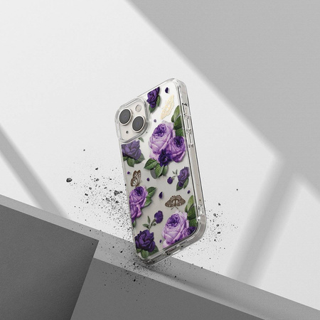 Ringke Fusion Design Armoured Case Cover mit Gelrahmen für iPhone 14 Plus transparent (Purple Rose) (FD637E29)