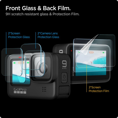 Tempered Glass GOPRO HERO 9 / 10 / 11 / 12 Spigen Glas.tr Slim + Film 2-Set Clear