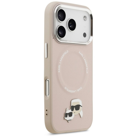 Karl Lagerfeld nakładka Magsafe PU case with Karl&Choupette heads pins logo and metal camera buttons do iPhone 17 Pro beżowa