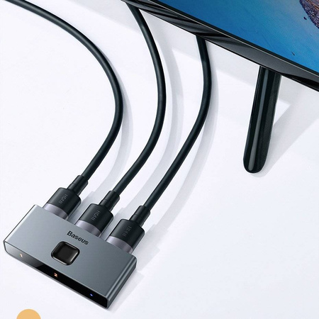 Baseus dwukierunkowy przełącznik rozdzielacz splitter switcher HDMI - 2x HDMI 4K / 30 Hz szary (CAHUB-BC0G)