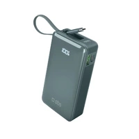 Powerbank SBS 10000 mAh 20W mit integriertem USB-C-Kabel und Digitalanzeige - grau