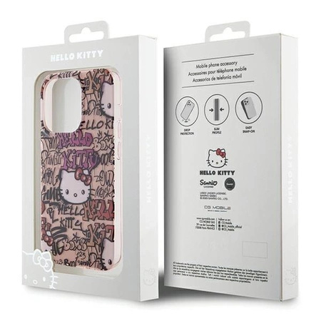 Hello Kitty IML Tags Graffiti case for iPhone 15 Pro Max - pink
