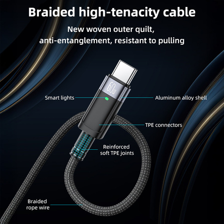 Yesido Kabel CA160 pleciony - Typ C na Typ C - PD 60W 1,2 metra czarny