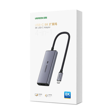 Ugreen 4w1 wielofunkcyjny HUB USB Typ C - 3x USB 3.2 Gen 1 / HDMI 2.1 8K 30Hz szary (50629 CM500)