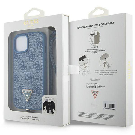 Original Case APPLE IPHONE 15 Guess Hardcase Crossbody 4G Metal Logo (GUHCP15SP4TDSCPB) blue