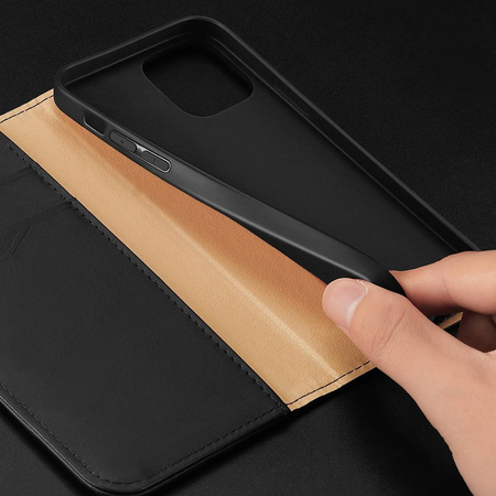 Dux Ducis Hivo echt Leder booktype case schutzhülle aufklappbare hülle für iPhone 14 Pro Max schwarz