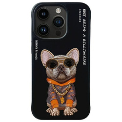 Nimmy etui iPhone 15 Pro 6.1"             czarny/black Glasses Cool Dog