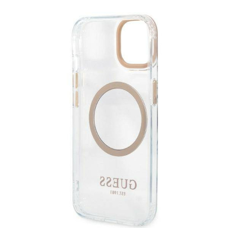 Guess GUHMP13MHTRMD iPhone 13 6.1 &quot;Gold / Gold Hartschalenetui Metal Outline Magsafe