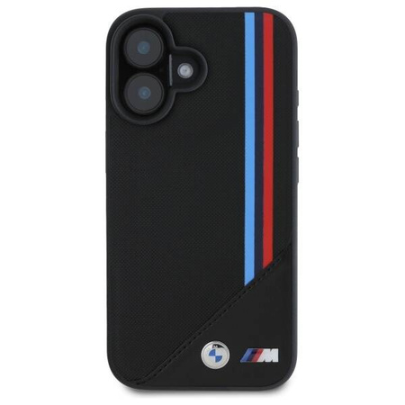 BMW nakładka do iPhone 16 6,1" BMHMP16S23PUTRK Hardcase M Meshed Tricolor Stripes MagSafe czarna