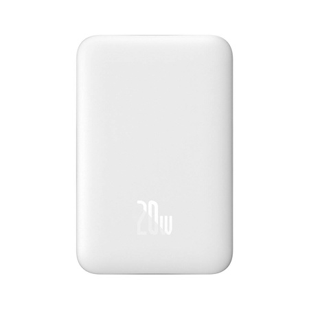 Baseus Magnetic Mini Power Bank mit MagSafe 15W / PD Quick Charge QC 20W 10000mAh Weiß (Overseas Edition) + USB-C-Kabel der Xiaobai-Serie - USB-C 60W 3A 0,5m Weiß