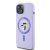 Original Handyhülle IPHONE 15 Karl Lagerfeld Hardcase Silicone KC Heads Ring MagSafe (KLHMP15SSCMKCRHU) violett