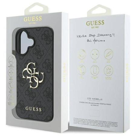 Original Case IPHONE 16 PLUS Guess Hardcase 4G Big Logo (GUHCP16M4GMGGR) black