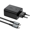 Acefast 2in1 Ladegerät GaN 65W USB Type C / USB, Adapter HDMI Adapter 4K @ 60Hz (Set mit Kabel) schwarz (A17 schwarz)