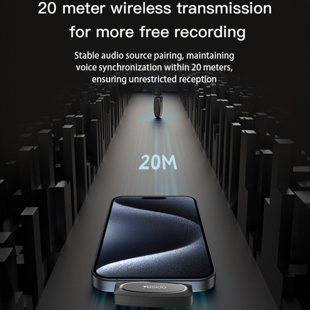 Yesido Mikrofon krawatowy bezprzewodowy KR11 Typ C czarny