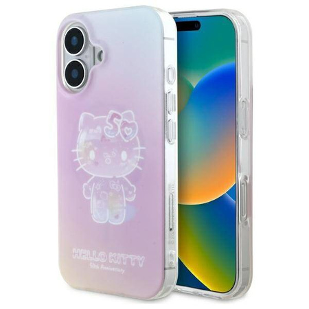 Original Handyhülle IPHONE 16 Hello Kitty Hardcase IML 50TH Anniversary MagSafe (HKHMP16SH50AP) rosa