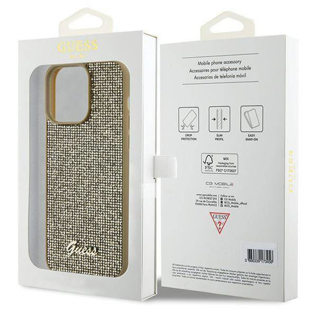 Guess Disco Metal Script Hülle für iPhone 15 Pro Max – Gold