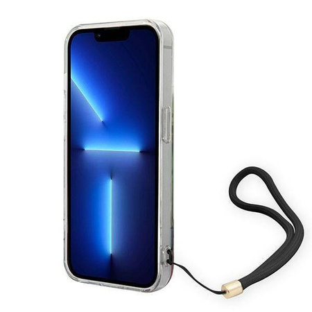 Oryginalne Etui IPHONE 14 PRO MAX Guess Hardcase Flower Strap (GUOHCP14XHFLSB) niebieskie