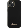 Guess Silikon Script Metal Logo &amp; Frame Hülle für iPhone 15 – Schwarz