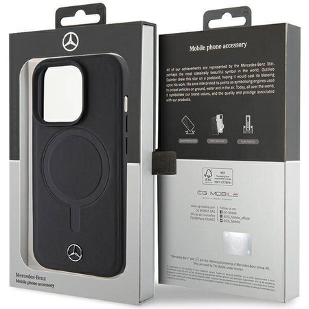 Mercedes Smooth Leather MagSafe Hülle für iPhone 15 Pro – Schwarz