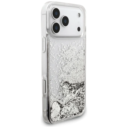Etui Guess Liq. Glitter Charms na iPhone 17 Pro Max - srebrne