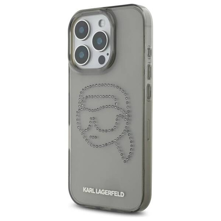 Original Handyhülle IPHONE 16 PRO MAX Karl Lagerfeld Hardcase IML Rhinestones Karl Head (KLHCP16XHKHDCELK) schwarz