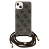 Etui Guess Crossbody Cord 4G Print na iPhone 15 / 14 / 13 - brązowe