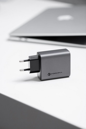 Forcell F-Energy Ładowarka Sieciowa GaN - 65W z portami: 2x USB C i USB A z ładowaniem PD i QC 4.0