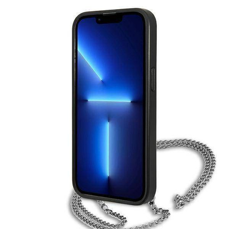 Oryginalne Etui IPHONE 13 PRO MAX Karl Lagerfeld Hardcase Leather Textured And Chain (KLHCP13XPMK) czarne