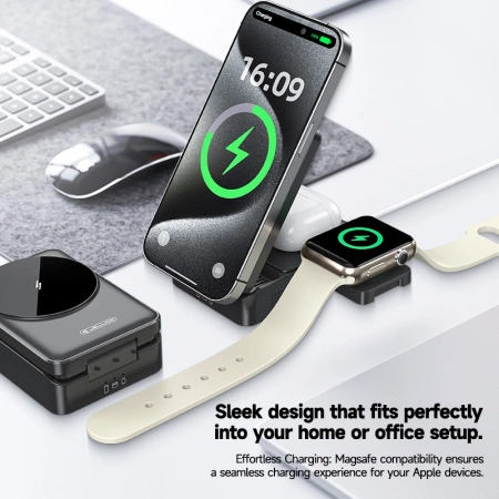 JELLICO 3in1 kabellose Ladegerät W25 15W schwarz