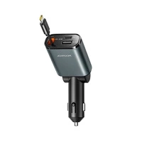 Joyroom JR-CCL07 3-in-1 Autoladegerät mit integriertem einziehbarem Kabel - Dunkelgrau