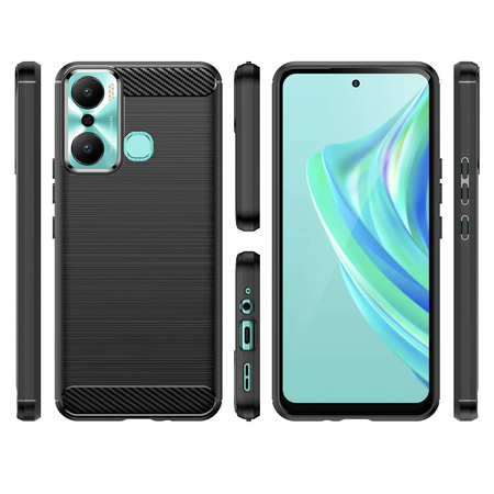 Carbon Case Hülle für Infinix Hot 20 Play flexible Silikon-Carbon-Hülle schwarz