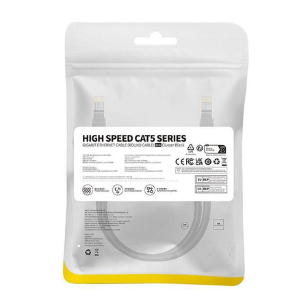 Baseus High Speed Cat 5 RJ-45 Ethernet-Kabel 1000 Mbit/s 0,5 m rund – Schwarz
