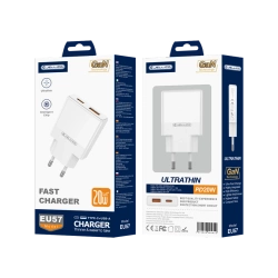 JELLICO Netz-Ladegerät EU57 PD 20W 1xUSB-C + 1xUSB QC3.0 weiss