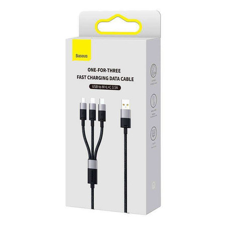 Quick Charge USB to M+L+C Baseus StarSpeed 3.5A 0,6m (Black)